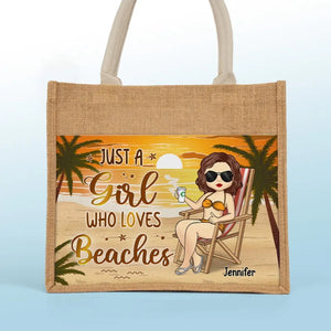 Life Is Better At The Beach - Bestie Personalized Custom Tote Gift Bags, Jute Tote Bags, Beach Bags - Gift For Best Friends, BFF, Sisters