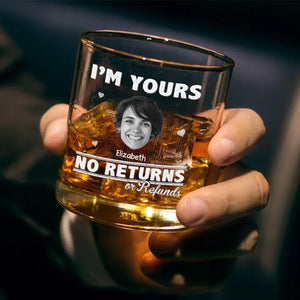 Custom Photo No Returns Allowed Here - Couple Personalized Custom Whiskey Glass - Gift For Husband Wife, Anniversary