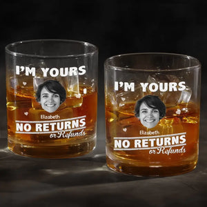 Custom Photo No Returns Allowed Here - Couple Personalized Custom Whiskey Glass - Gift For Husband Wife, Anniversary