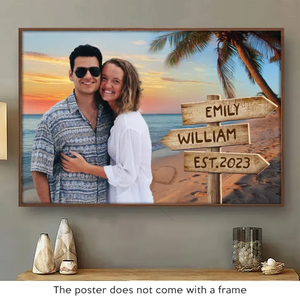 Custom Photo Where There Is Love There Is Life - Couple Personalized Custom Horizontal Poster - Gift For Husband Wife, Anniversary