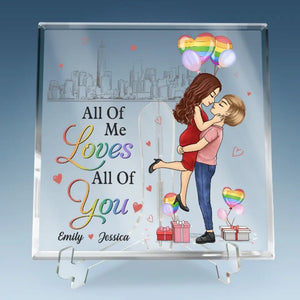 Love Wins, Love Matters - Couple Personalized Custom Square Shaped Acrylic Plaque - Gift For Husband Wife, Anniversary, LGBTQ+