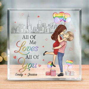 Love Wins, Love Matters - Couple Personalized Custom Square Shaped Acrylic Plaque - Gift For Husband Wife, Anniversary, LGBTQ+