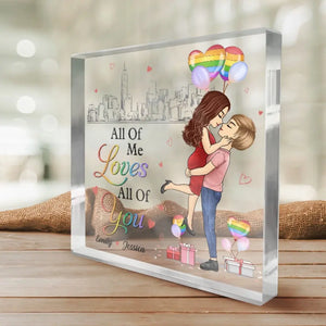 Love Wins, Love Matters - Couple Personalized Custom Square Shaped Acrylic Plaque - Gift For Husband Wife, Anniversary, LGBTQ+