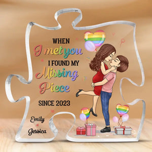 You Are The Missing Piece - Couple Personalized Custom Puzzle Shaped Acrylic Plaque - Gift For Husband Wife, Anniversary, LGBTQ+