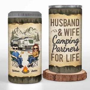 Together We Watch People Park Their Campers - Camping Personalized Custom 4 In 1 Can Cooler Tumbler - Gift For Couple, Husband Wife, Camping Lovers