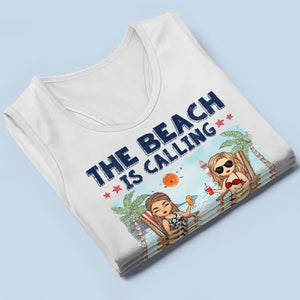 The Beach Is Calling And We Must Go - Bestie Personalized Custom Racer Back Tank Top - Gift For Best Friends, BFF, Sisters