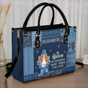 Queen I'm Confident - Bestie Personalized Custom Leather Handbag - Gift For Best Friends, BFF, Sisters