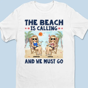 The Beach Is Calling And We Must Go - Bestie Personalized Custom Racer Back Tank Top - Gift For Best Friends, BFF, Sisters