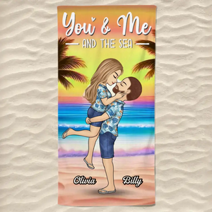 You're The Sandy To My Beach - Couple Personalized Custom Beach Towel - Summer Vacation Gift For Husband Wife, Anniversary