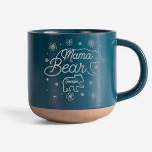 Mama Bear - Family Personalized Custom Pottery Mug - Gift For Mom, Grandma