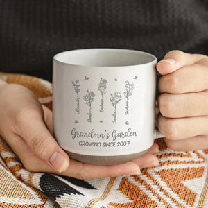 Love Grows Here - Family Personalized Custom Pottery Mug - Gift For Mom, Grandma