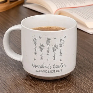 Love Grows Here - Family Personalized Custom Pottery Mug - Gift For Mom, Grandma