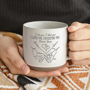 Hold My Hand - Couple Personalized Custom Pottery Mug - Gift For Husband Wife, Anniversary