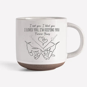 Hold My Hand - Couple Personalized Custom Pottery Mug - Gift For Husband Wife, Anniversary