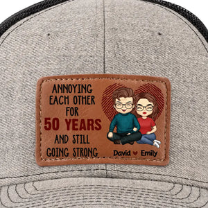 Loving You Is The Most Precious Adventure I Know - Couple Personalized Custom Leather Patch Hat - Gift For Husband Wife, Anniversary