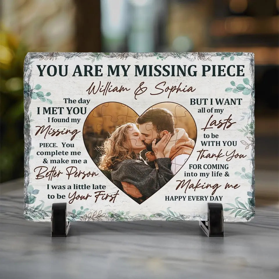 Custom Photo I Want All Of My Lasts To Be With You - Couple Personalized Custom Rectangle Shaped Stone With Stand - Gift For Husband Wife, Anniversary