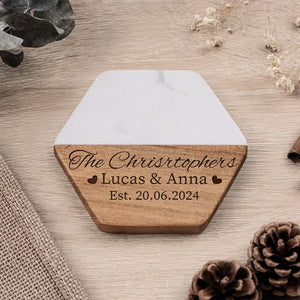 You're Mine Forever - Couple Personalized Custom Marble Wood Coaster - Gift For Husband Wife, Anniversary