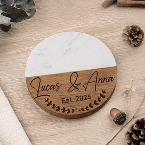 I Love You Today, Tomorrow, Forever - Couple Personalized Custom Marble Wood Coaster - Gift For Husband Wife, Anniversary