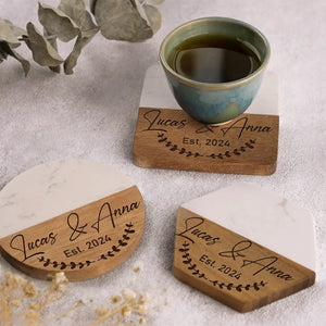 I Love You Today, Tomorrow, Forever - Couple Personalized Custom Marble Wood Coaster - Gift For Husband Wife, Anniversary