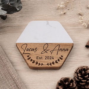 I Love You Today, Tomorrow, Forever - Couple Personalized Custom Marble Wood Coaster - Gift For Husband Wife, Anniversary