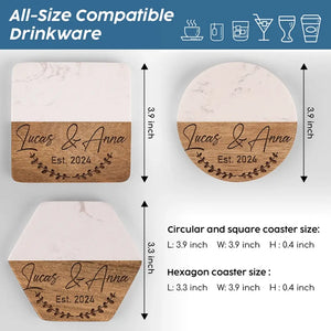 I Love You Today, Tomorrow, Forever - Couple Personalized Custom Marble Wood Coaster - Gift For Husband Wife, Anniversary