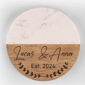 I Love You Today, Tomorrow, Forever - Couple Personalized Custom Marble Wood Coaster - Gift For Husband Wife, Anniversary