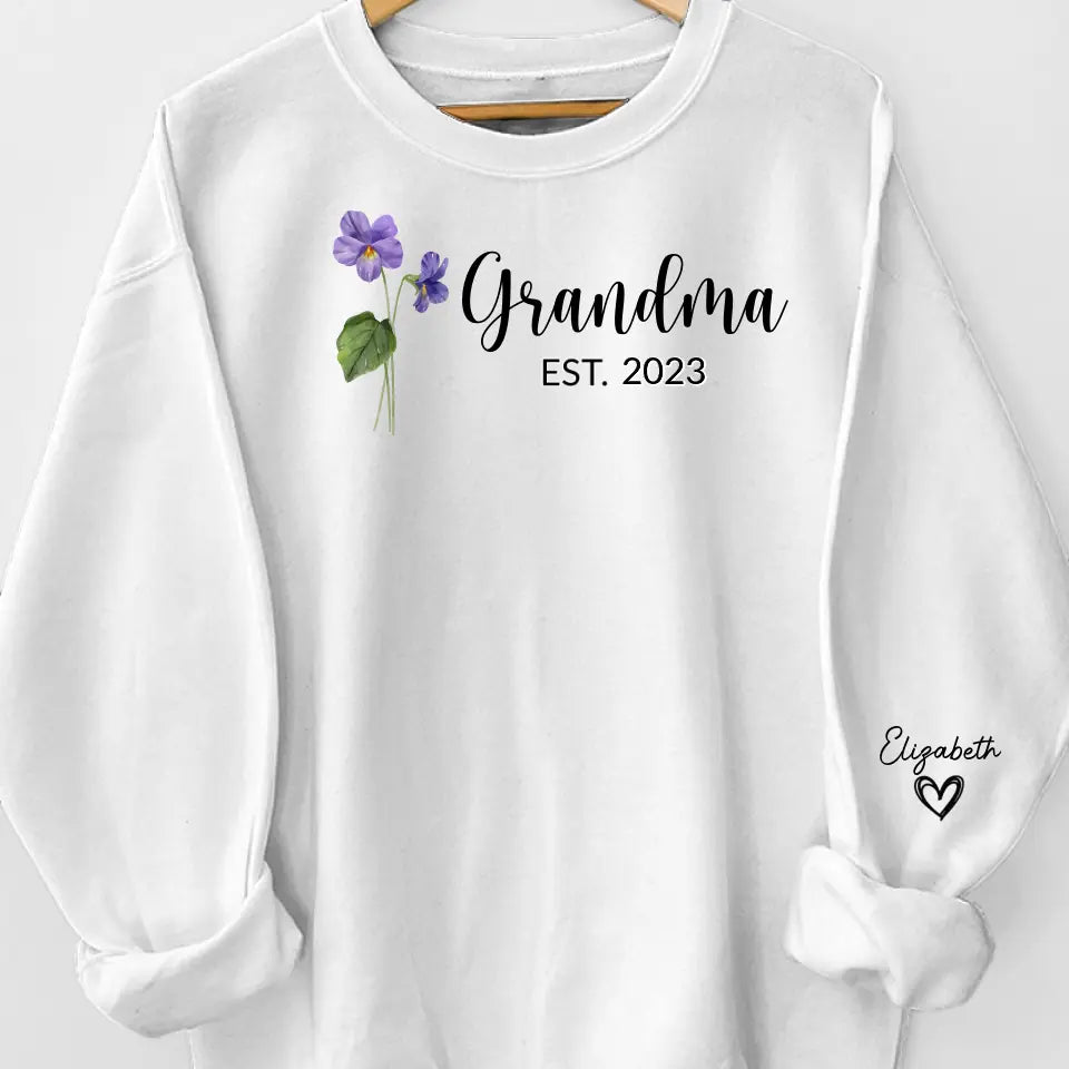 Grandma Plants The Seeds Of Love That Bloom Forever - Family Personalized Custom Unisex Sweatshirt With Design On Sleeve - Gift For Mom, Grandma
