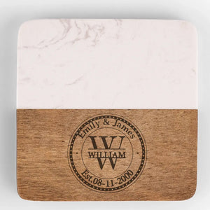 Love Was Made For Me And You - Couple Personalized Custom Marble Wood Coaster - Gift For Husband Wife, Anniversary