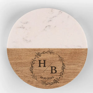 Never A Dull Moment Together - Couple Personalized Custom Marble Wood Coaster - Gift For Husband Wife, Anniversary