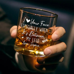 Your Face Is A Work Of Art - Couple Personalized Custom Whiskey Glass - Gift For Husband Wife, Anniversary