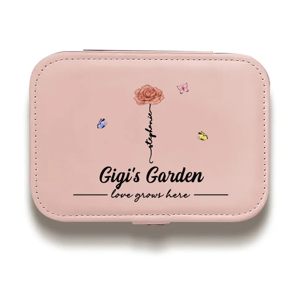 Love Grows Here - Family Personalized Custom Jewelry Case - Gift For Mom, Grandma