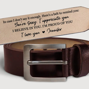 Your Smile Makes Me Smile - Couple Personalized Custom Engraved Leather Belt - Gift For Husband, Boyfriend, Anniversary