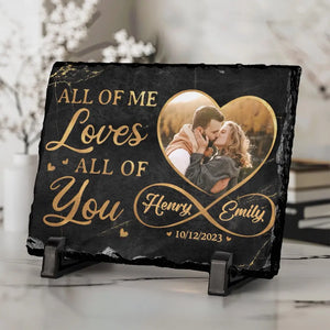 Custom Photo A True Love Story Never Ends - Couple Personalized Custom Rectangle Shaped Stone With Stand - Gift For Husband Wife, Anniversary