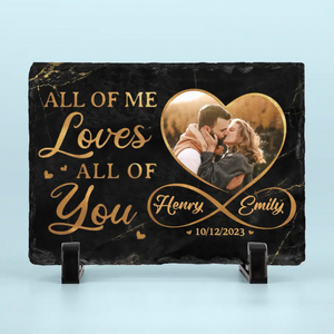 Custom Photo A True Love Story Never Ends - Couple Personalized Custom Rectangle Shaped Stone With Stand - Gift For Husband Wife, Anniversary