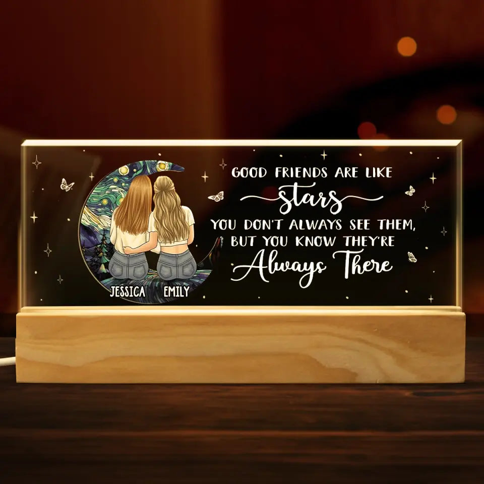 Good Friends Are Like Stars - Bestie Personalized Custom Acrylic Letters 3D LED Night Light - Gift For Best Friends, BFF, Sisters