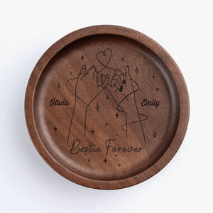 Friend Forever - Bestie Personalized Custom Wooden Jewelry Dish - Gift For Best Friends, BFF, Sisters