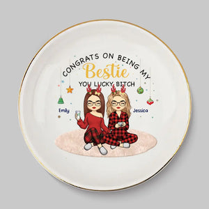 Congrats On Being My Bestie - Bestie Personalized Custom Jewelry Dish - Christmas Gift For Best Friends, BFF, Sisters