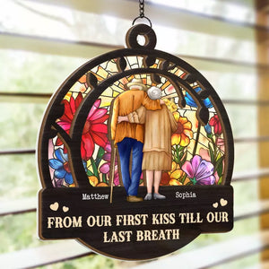 You Give Love A Special Meaning - Couple Personalized Window Hanging Suncatcher - Gift For Husband Wife, Anniversary