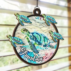 Grandmas Are Life's Greatest Treasures - Family Personalized Window Hanging Suncatcher - Gift For Mom, Grandma