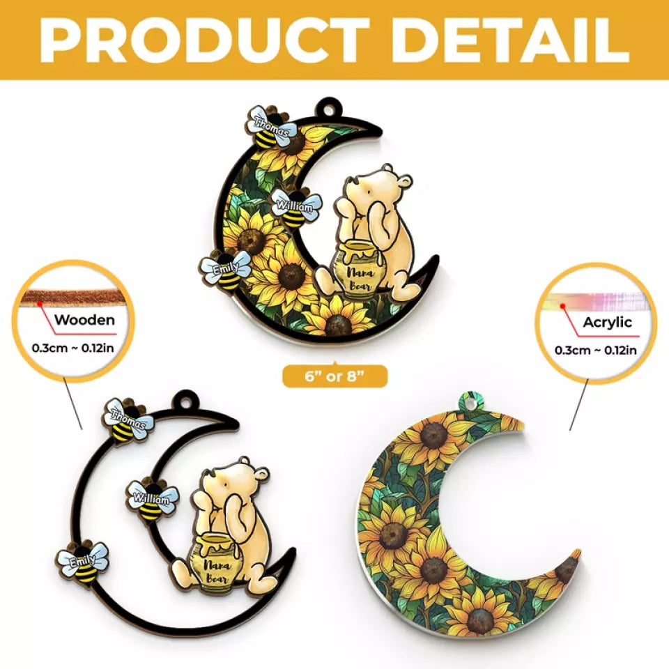 A Grandma's Heart Is A Patchwork Of Love - Family Personalized Window Hanging Suncatcher - Gift For Grandma