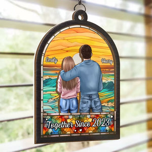 I'll Stop The World And Melt With You - Couple Personalized Window Hanging Suncatcher - Gift For Husband Wife, Anniversary