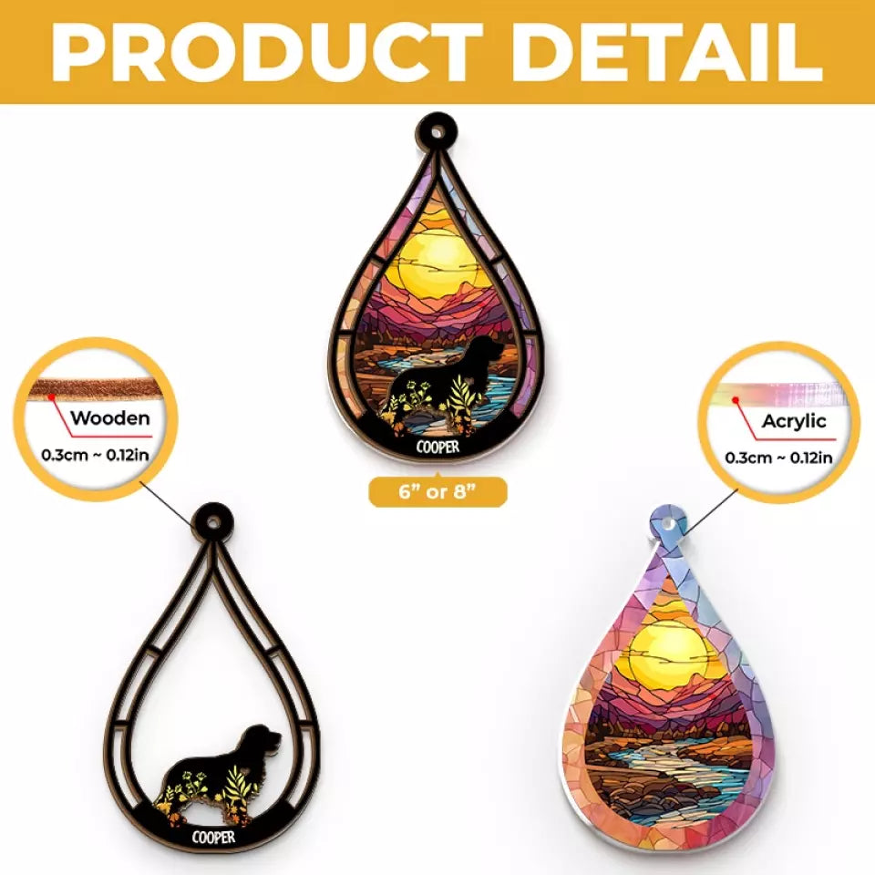 At The Rainbow Bridge, Wrapped In Eternal Warmth - Memorial Personalized Window Hanging Suncatcher Ornament - Sympathy Gift For Pet Owners, Pet Lovers