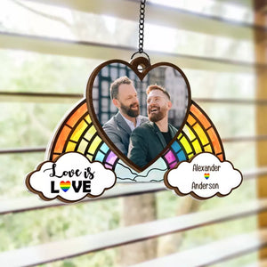 Custom Photo We Are Most Alive When We're In Love - Couple Personalized Window Hanging Suncatcher - Gift For Husband Wife, Anniversary, LGBTQ+