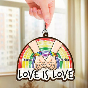 True Love Stories Never Have Endings - Couple Personalized Window Hanging Suncatcher - Gift For Husband Wife, Anniversary, LGBTQ+