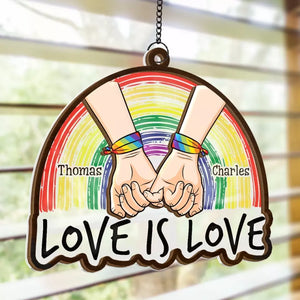 True Love Stories Never Have Endings - Couple Personalized Window Hanging Suncatcher - Gift For Husband Wife, Anniversary, LGBTQ+