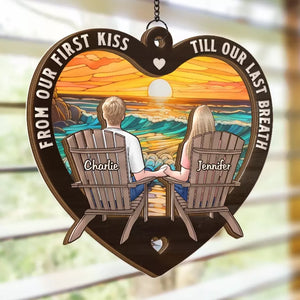 Love Blooms In The Simplest Moments - Couple Personalized Window Hanging Suncatcher - Gift For Husband Wife, Anniversary