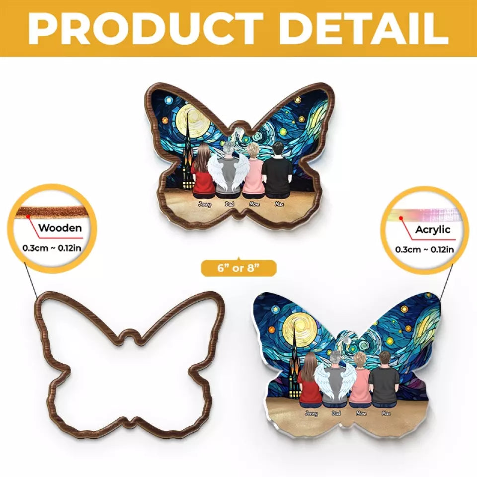 There're No Goodbyes For Us - Memorial Personalized Window Hanging Suncatcher - Sympathy Gift For Family Members