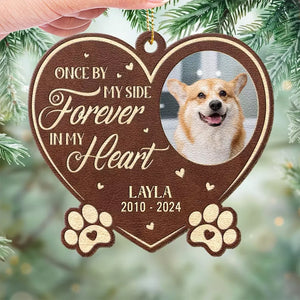 Custom Photo You Left Paw Prints On My Heart - Memorial Personalized Custom Leather Ornament - Christmas Gift, Sympathy Gift For Pet Owners, Pet Lovers