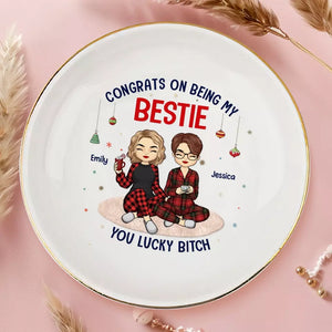 Christmas Lights And Best Friend Vibes - Bestie Personalized Custom Jewelry Dish - Christmas Gift For Best Friends, BFF, Sisters