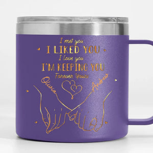 You're Always My Favorite Person - Couple Personalized Custom 14oz Stainless Steel Tumbler With Handle - Gift For Husband Wife, Anniversary